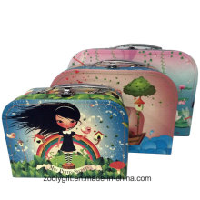 Colorful Children Paper Cardboard Suitcase with Metal Handles